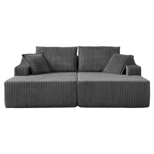 English Elm 83'' Frameless Double Chaise Sofa Bed High Density Foam Deep Seat with Six Pillows Gray W5385S00014
