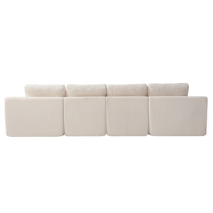 English Elm 130" U-shaped Corduroy Sectional Sofa Modular Design with Chaise for Living Room White W5385S00016