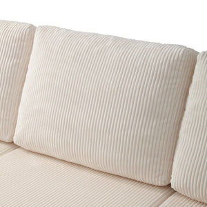 English Elm 130" U-shaped Corduroy Sectional Sofa Modular Design with Chaise for Living Room White W5385S00016