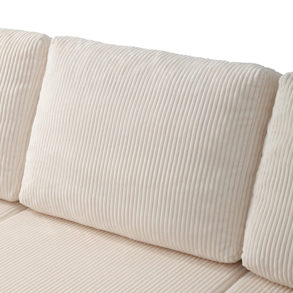English Elm 130" U-shaped Corduroy Sectional Sofa Modular Design with Chaise for Living Room White W5385S00016