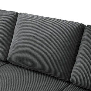 English Elm 130" U-shaped Corduroy Sectional Sofa Modular Design with Chaise for Living Room Gray W5385S00017