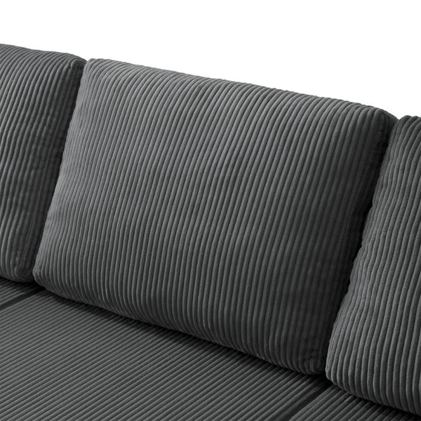 English Elm 130" U-shaped Corduroy Sectional Sofa Modular Design with Chaise for Living Room Gray W5385S00017