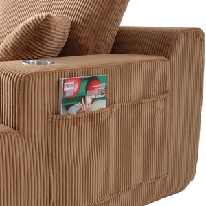 English Elm 130" U-shaped Corduroy Sectional Sofa Modular Design with Chaise for Living Room Brown W5385S00018