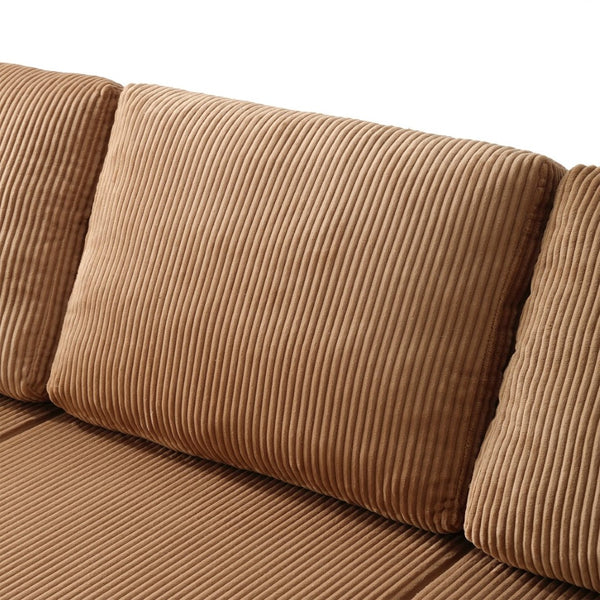 English Elm 130" U-shaped Corduroy Sectional Sofa Modular Design with Chaise for Living Room Brown W5385S00018