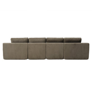 English Elm 130" U-shaped Corduroy Sectional Sofa Modular Design with Chaise for Living Room Taupe W5385S00019