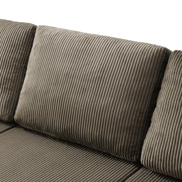 English Elm 130" U-shaped Corduroy Sectional Sofa Modular Design with Chaise for Living Room Taupe W5385S00019