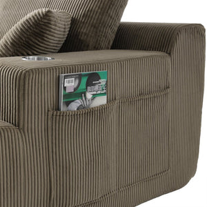 English Elm 130" U-shaped Corduroy Sectional Sofa Modular Design with Chaise for Living Room Taupe W5385S00019