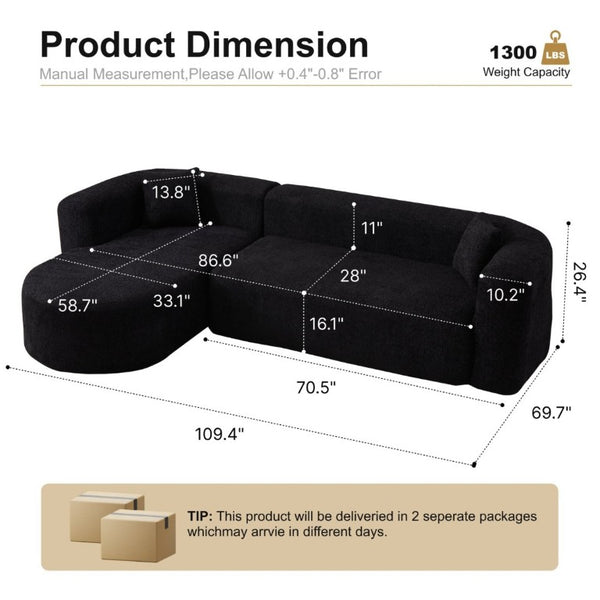 English Elm 109.4 Inch Chenille Modular Sectional Sofa Deep Cushion L Shaped Living Room Couch W5385S00023