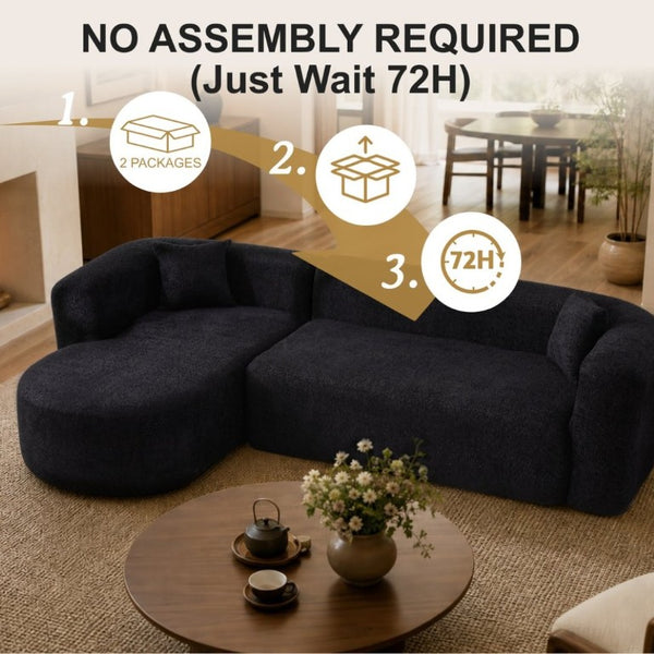 English Elm 109.4 Inch Chenille Modular Sectional Sofa Deep Cushion L Shaped Living Room Couch W5385S00023
