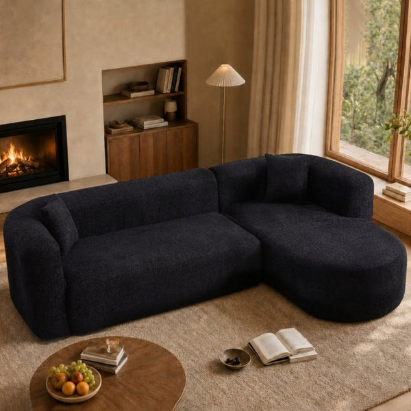English Elm 109.4 Inch Chenille Modular Sectional Sofa Deep Foam Cushions L Shaped Living Room W5385S00024