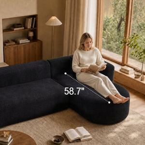 English Elm 109.4 Inch Chenille Modular Sectional Sofa Deep Foam Cushions L Shaped Living Room W5385S00024