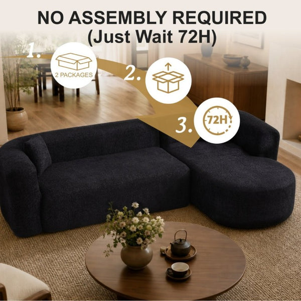 English Elm 109.4 Inch Chenille Modular Sectional Sofa Deep Foam Cushions L Shaped Living Room W5385S00024