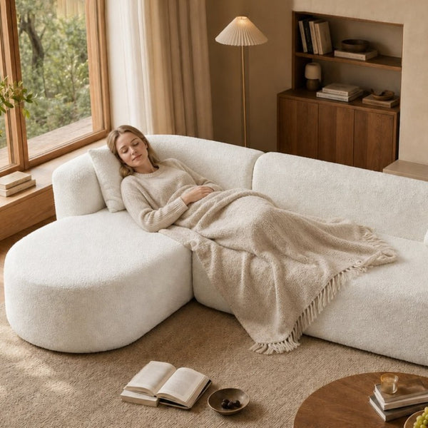 English Elm 109.4 Oversized Chenille L Shaped Sectional with Deep Foam Cushions for Living Rooms W5385S00025