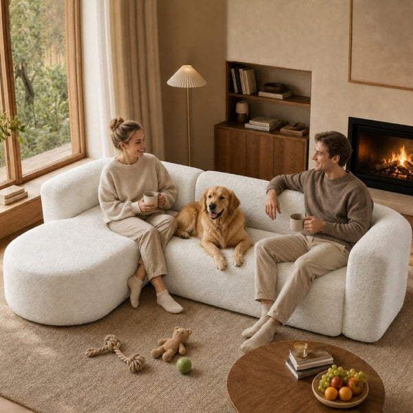 English Elm 109.4 Oversized Chenille L Shaped Sectional with Deep Foam Cushions for Living Rooms W5385S00025