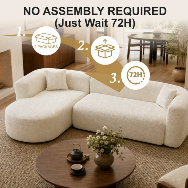 English Elm 109.4 Oversized Chenille L Shaped Sectional with Deep Foam Cushions for Living Rooms W5385S00025