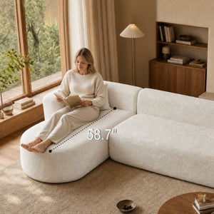 English Elm 109.4 Oversized Chenille L Shaped Sectional with Deep Foam Cushions for Living Rooms W5385S00025