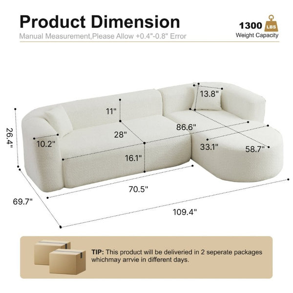 English Elm 109.4 Inch Chenille L Shaped Sectional Modular Sofa Deep Foam Living Room Couch W5385S00026