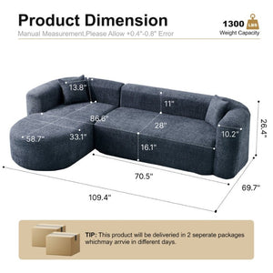 English Elm 109.4 Inch Chenille Modular Sectional Sofa with Deep Cushions for Living Rooms W5385S00027