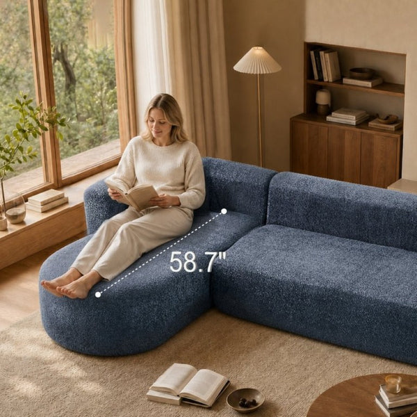English Elm 109.4 Inch Chenille Modular Sectional Sofa with Deep Cushions for Living Rooms W5385S00027
