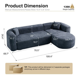 English Elm 109.4 Inch Chenille Modular Sectional Sofa with Deep Cushions for Living Room W5385S00028
