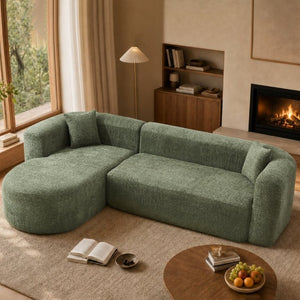 English Elm 109.4 Inch Chenille Modular Sectional with Deep Cushions and L Shaped Chaise Lounge W5385S00029