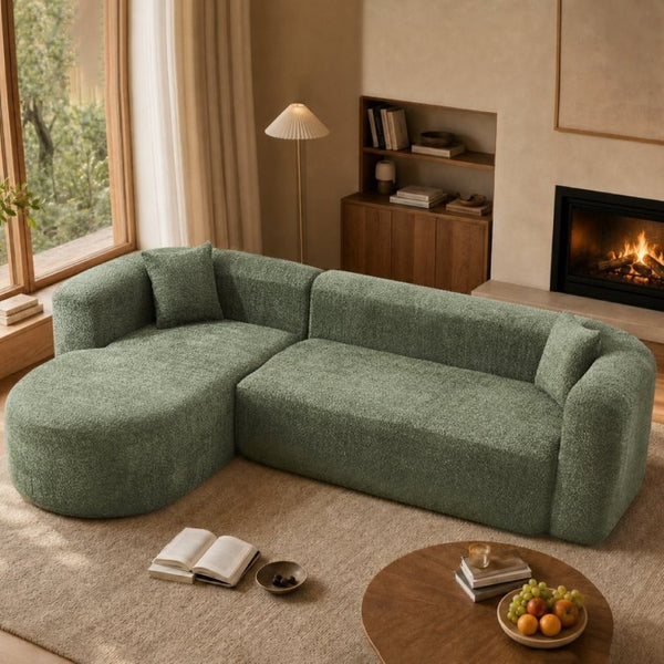English Elm 109.4 Inch Chenille Modular Sectional with Deep Cushions and L Shaped Chaise Lounge W5385S00029