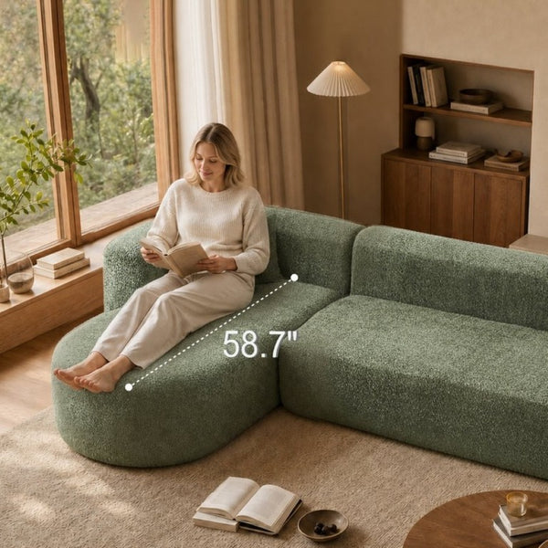 English Elm 109.4 Inch Chenille Modular Sectional with Deep Cushions and L Shaped Chaise Lounge W5385S00029