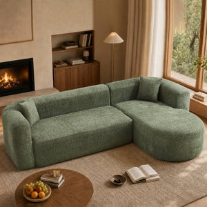 English Elm 109.4 Inch Modular Chenille Sectional with Chaise Deep Foam Cushions Cozy Lounge W5385S00030