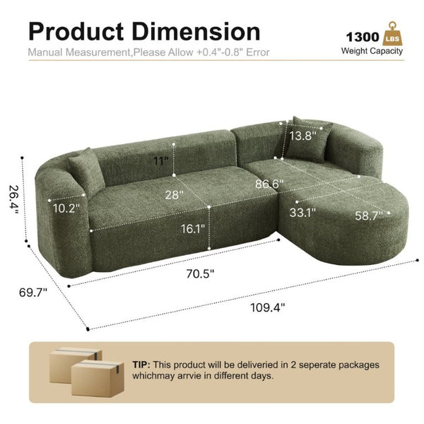 English Elm 109.4 Inch Modular Chenille Sectional with Chaise Deep Foam Cushions Cozy Lounge W5385S00030