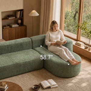 English Elm 109.4 Inch Modular Chenille Sectional with Chaise Deep Foam Cushions Cozy Lounge W5385S00030