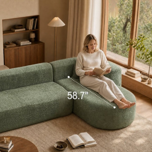 English Elm 109.4 Inch Modular Chenille Sectional with Chaise Deep Foam Cushions Cozy Lounge W5385S00030