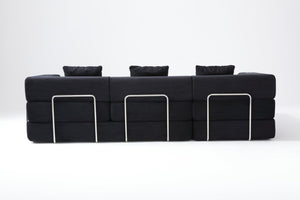 English Elm 108 Inch Modular Sectional Corduroy Cloud Couch with Deep Sink Chaise Lounge Black W5385S00032