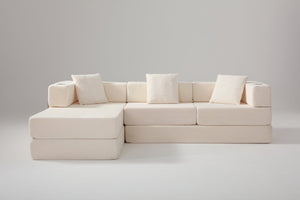 English Elm 108 Inch Modular Sectional Corduroy Cloud Couch with Deep Sink Chaise Lounge White W5385S00033