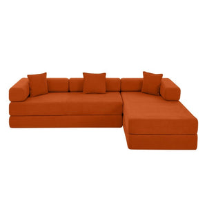 English Elm 108 Inch Modular Sectional Corduroy Cloud Couch with Deep Sink Chaise Lounge Orange W5385S00034