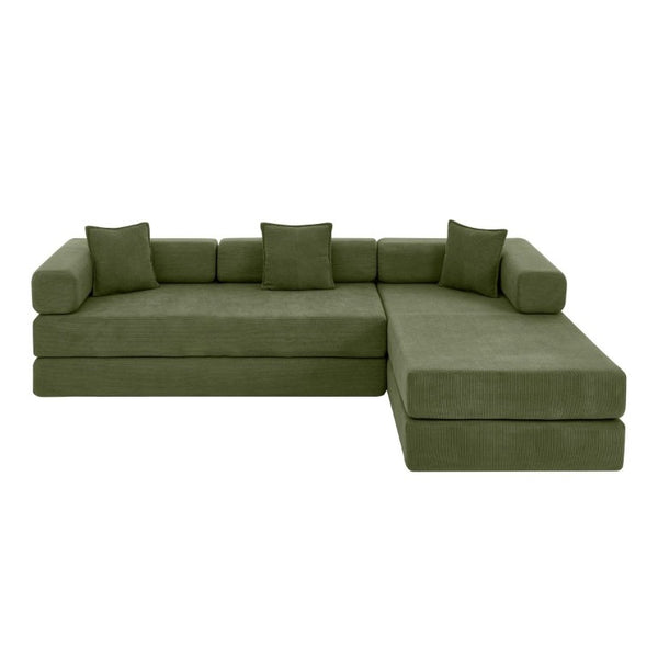 English Elm 108 Inch Modular Sectional Corduroy Cloud Couch with Deep Sink Chaise Lounge Green W5385S00036