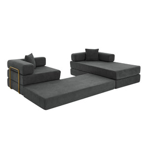 English Elm 108 Inch Modular Sectional Corduroy Cloud Couch with Deep Sink Chaise Lounge Gray W5385S00037