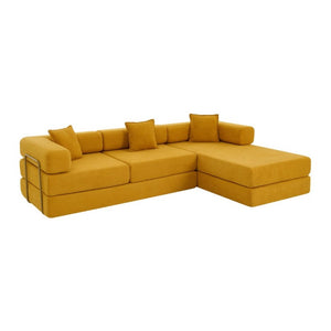 English Elm 108 Inch Modular Sectional Corduroy Cloud Couch with Deep Sink Chaise Lounge Yellow W5385S00038