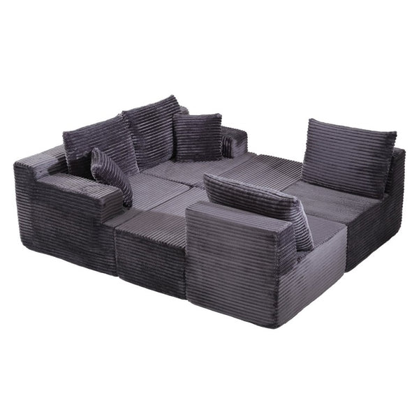 English Elm 131 Inch Modular Cloud Sofa with Memory Foam Fill and Two Ottomans for Living Rooms W5385S00041