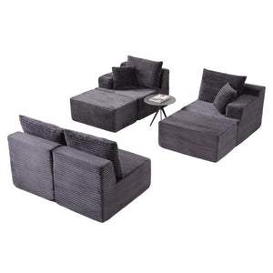 English Elm 131 Inch Modular Cloud Sofa with Memory Foam Fill and Two Ottomans for Living Rooms W5385S00041