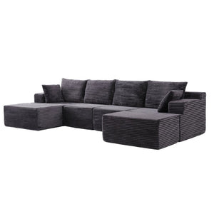 English Elm 131 Inch Modular Cloud Sofa with Memory Foam Fill and Two Ottomans for Living Rooms W5385S00041