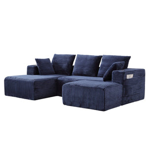 English Elm 95''Modular Corduroy Sectional Sofa Four Seat Chaise Ottoman Flexible Living Room Set W5385S00044