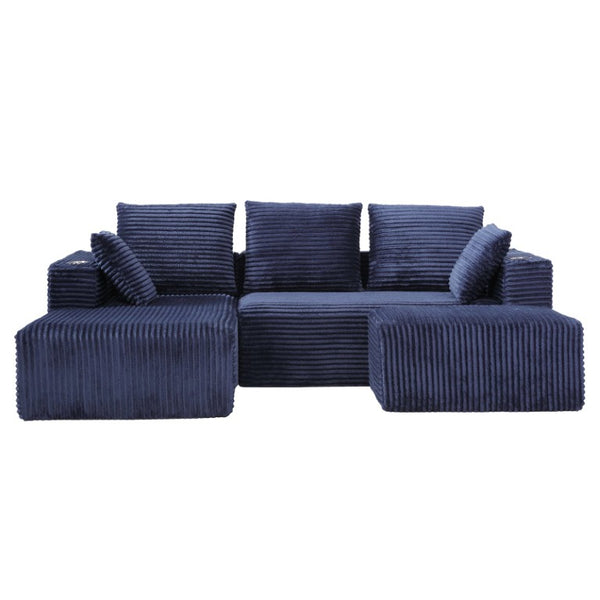 English Elm 95''Modular Corduroy Sectional Sofa Four Seat Chaise Ottoman Flexible Living Room Set W5385S00044