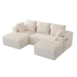 English Elm 95''Modular Corduroy Sectional with Chaise Ottoman and Side Pocket for Any Living Room Let Me Count: 9+5+1+1+8+9+5+1+4+1+6+1+7+1+3+1+4+1+6+1+3+1+4+1+6+1+4 = Let Me Characters Directly. and for Any 9 5 ' M O D U L a R = 11 Space = 1 → W5385S00046