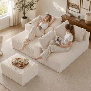 English Elm 95''Modular Corduroy Sectional with Chaise Ottoman and Side Pocket for Any Living Room Let Me Count: 9+5+1+1+8+9+5+1+4+1+6+1+7+1+3+1+4+1+6+1+3+1+4+1+6+1+4 = Let Me Characters Directly. and for Any 9 5 ' M O D U L a R = 11 Space = 1 → W5385S00046
