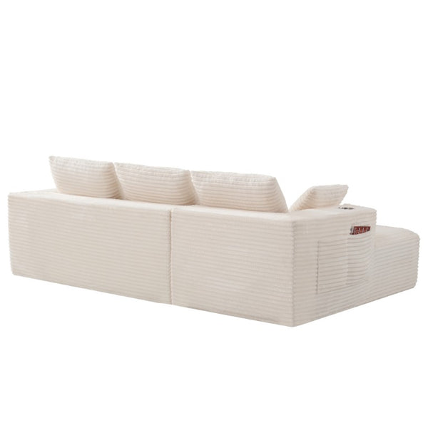 English Elm 95''Modular Corduroy Sectional with Chaise Ottoman and Side Pocket for Any Living Room Let Me Count: 9+5+1+1+8+9+5+1+4+1+6+1+7+1+3+1+4+1+6+1+3+1+4+1+6+1+4 = Let Me Characters Directly. and for Any 9 5 ' M O D U L a R = 11 Space = 1 → W5385S00046