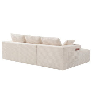 English Elm 95''Modular Corduroy Sectional Sofa with Chaise Ottoman and Flexible Four Seat Layout W5385S00047
