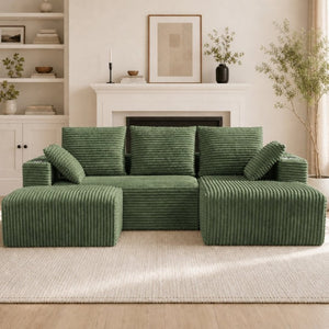 English Elm 95''Modular Corduroy Sectional Sofa with Chaise Ottoman Four Seat Reconfigurable Living Room Let Me Count: 9+5+1+1+7+8+7+5+5+5+7+4+4+13+6+4 = Let Me Character by = 11 Space = 1 (12) C-O-R-D W5385S00049