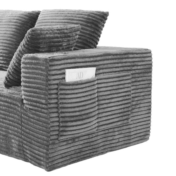 English Elm 95''Modular Corduroy Sectional Sofa with Chaise Ottoman and Spring Cushion Living Room Set W5385S00052