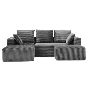 English Elm 95''Modular Corduroy Sectional Sofa with Chaise Ottoman and Spring Cushion Living Room Set W5385S00052