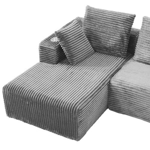 English Elm 95''Modular Corduroy Sectional Sofa with Chaise Ottoman and Spring Cushion Living Room Set W5385S00052